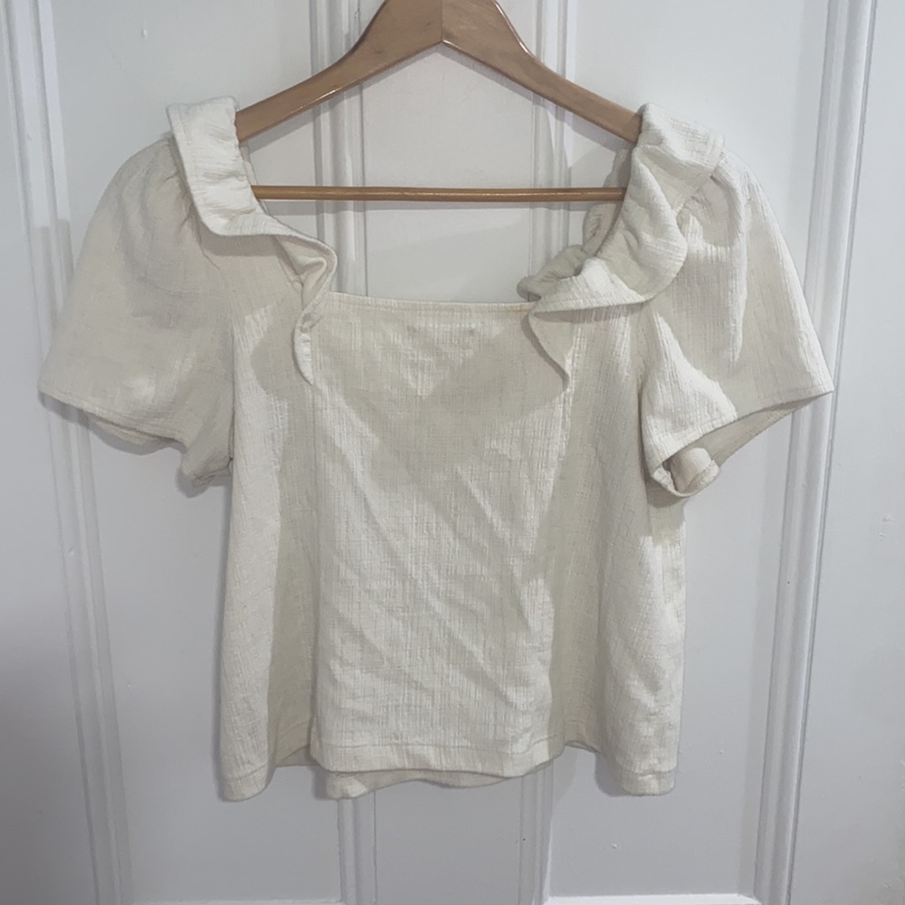 Madewell Crosshatch Ruffled Top - Picture 3 of 5